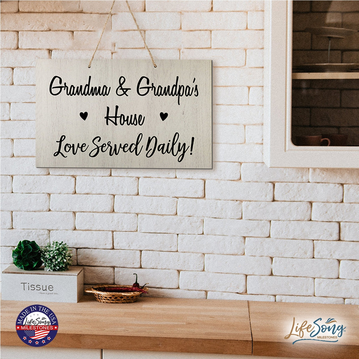 Grandparent Wall Hanging Sign Gift - Love Served Daily - LifeSong Milestones