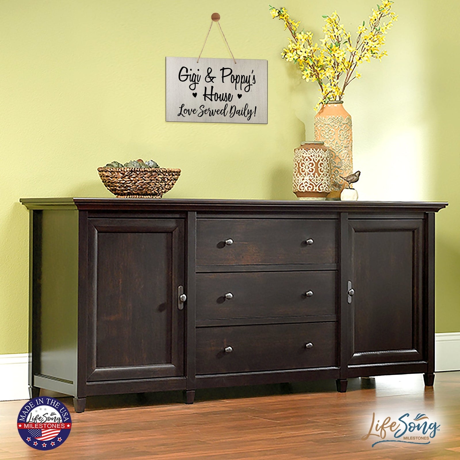 Grandparent Wall Hanging Sign Gift - Love Served Daily - LifeSong Milestones