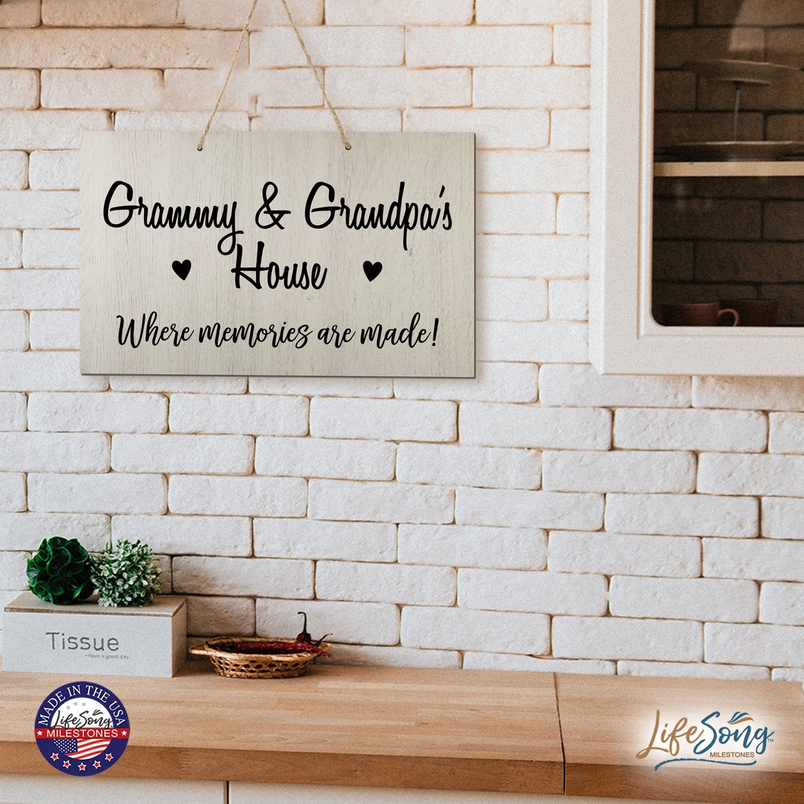 Grandparent Wall Hanging Sign Gift - Memories Are Made - LifeSong Milestones