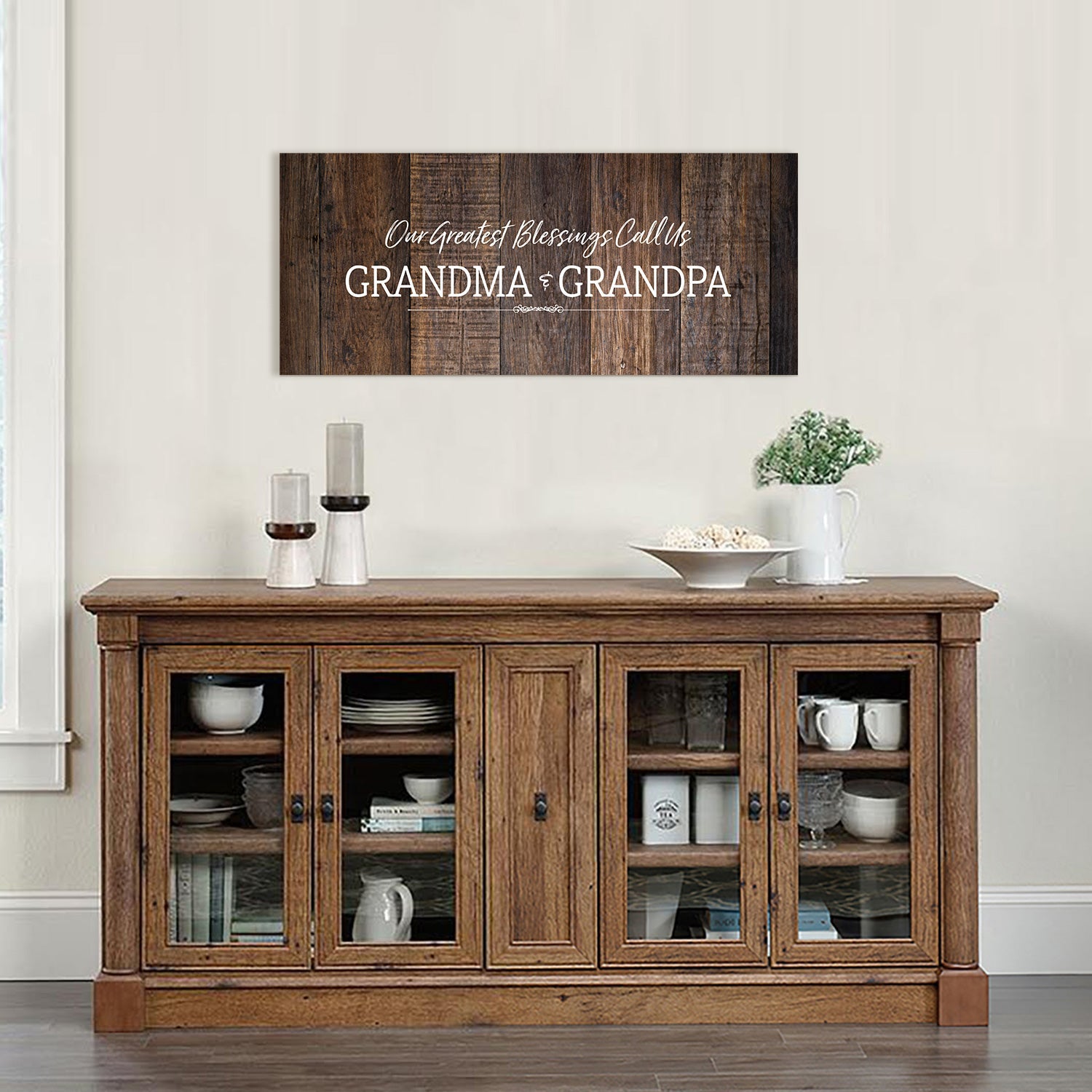 Grandparents Canvas Wall Art Framed Modern Wall Decor Decorative Accents For Wall Ready to Hang for Home Living Room Bedroom Entryway Size 8” x 24” - LifeSong Milestones
