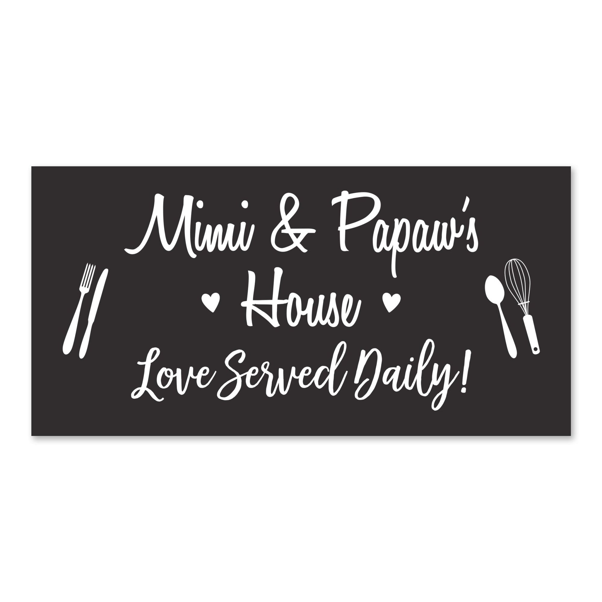 Grandparents Plaque Love Served Daily - Mimi & Papaw - LifeSong Milestones