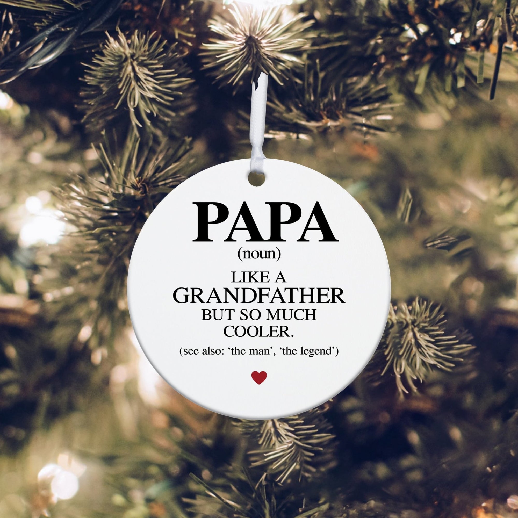 Grandparents White Ornament With Inspirational Message Gift Ideas - Papa (n.) Like A Grandfather - LifeSong Milestones
