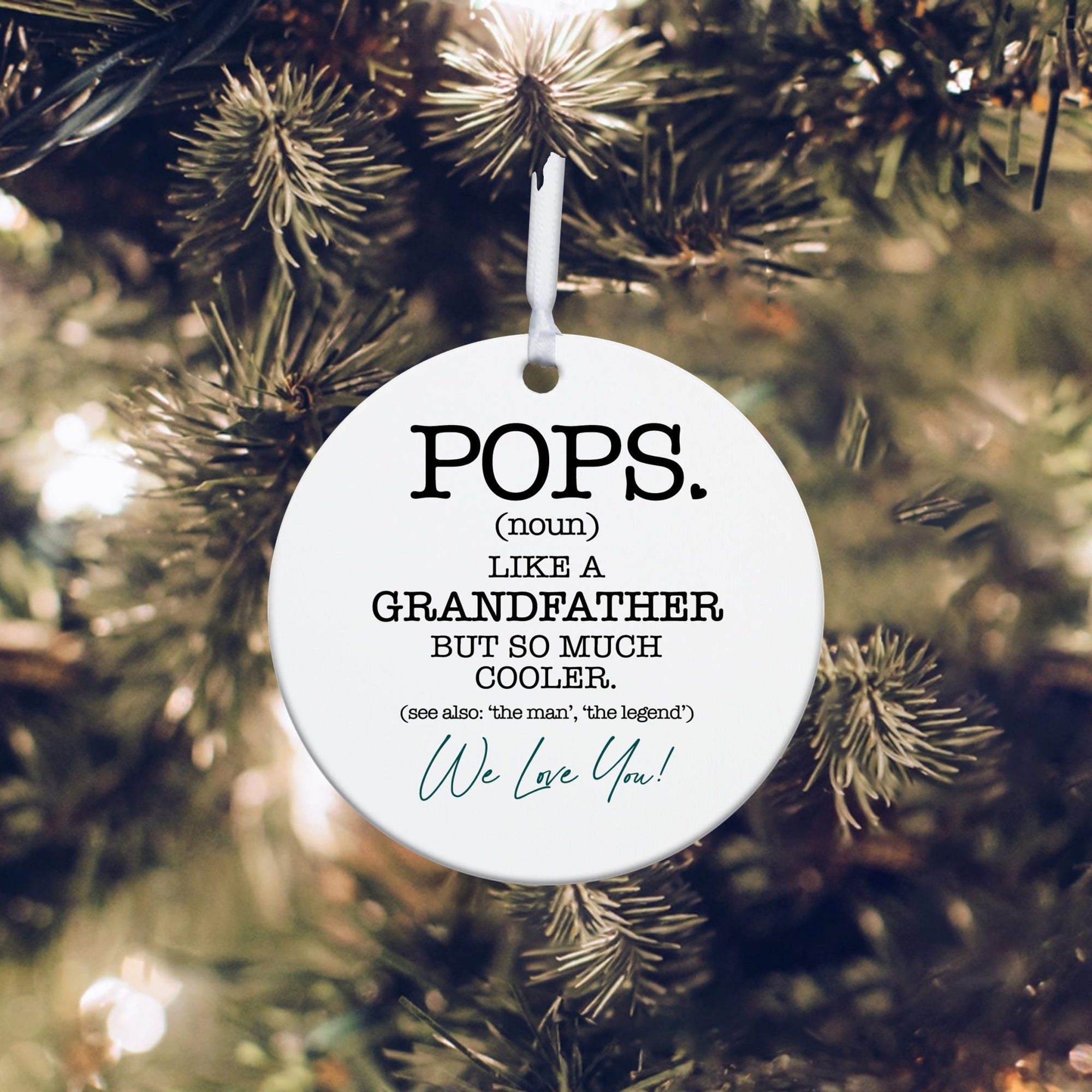 Grandparents White Ornament With Inspirational Message Gift Ideas - Pops Like Grandfather - LifeSong Milestones