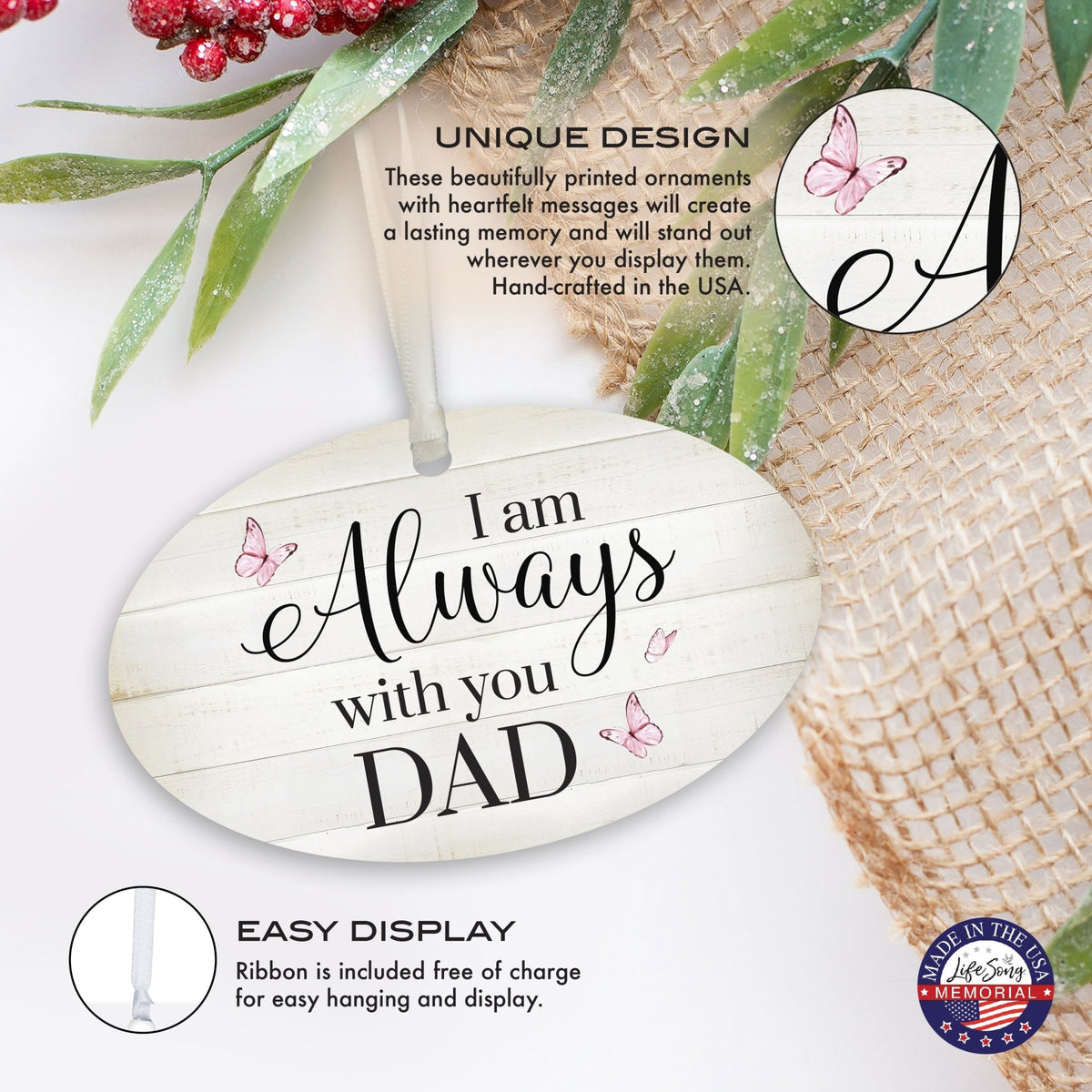 Hanging Memorial Bereavement Ornament for Loss of Loved One - I Am Always With You - LifeSong Milestones