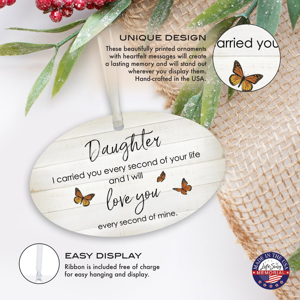 Hanging Memorial Bereavement Ornament for Loss of Loved One - I Carried You Every - LifeSong Milestones