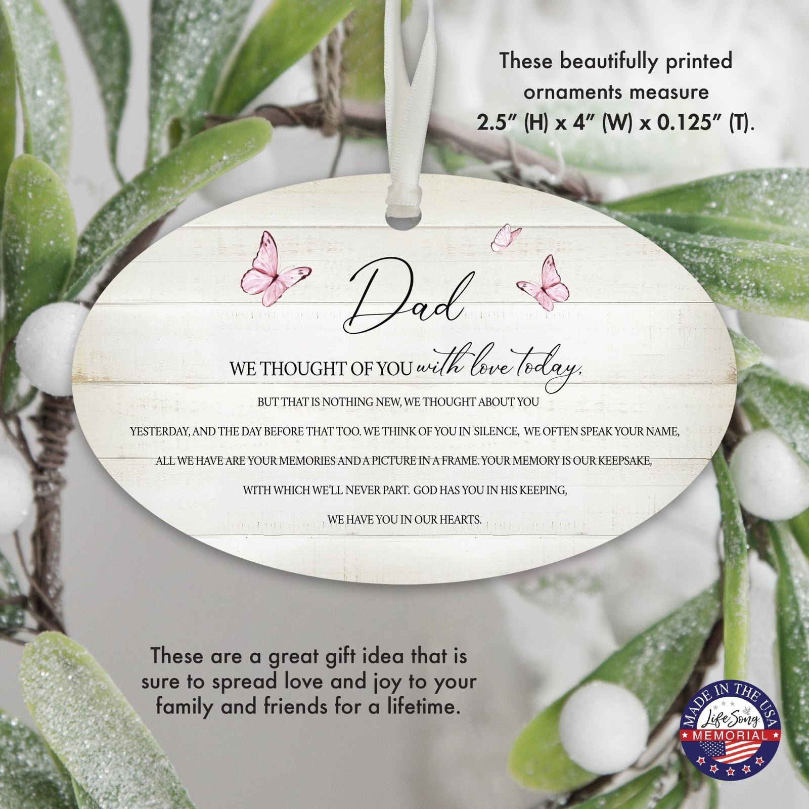 Hanging Memorial Bereavement Ornament for Loss of Loved One - We Thought Of You - LifeSong Milestones