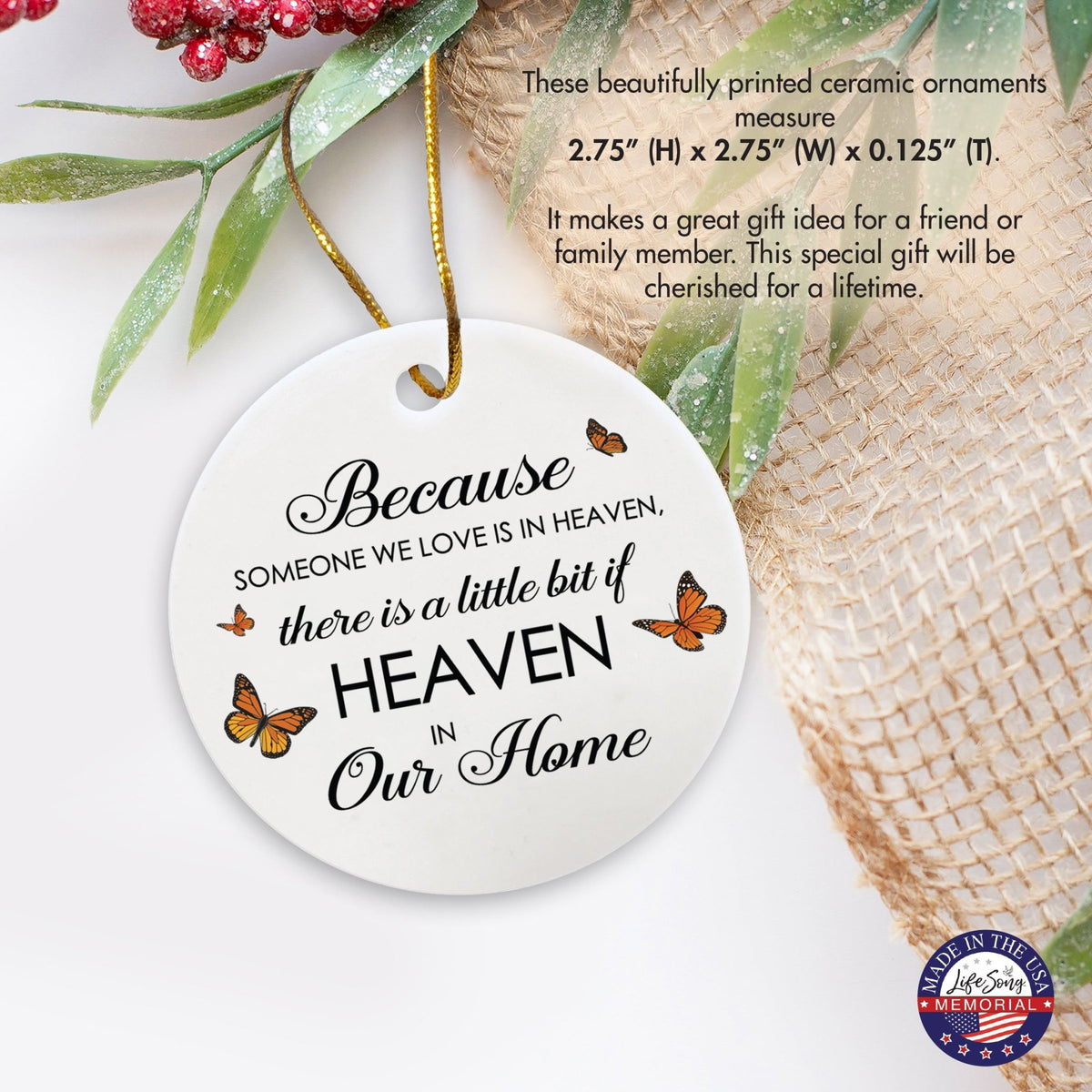 Hanging Memorial Ceramic Ornament for Loss of Loved One - LifeSong Milestones