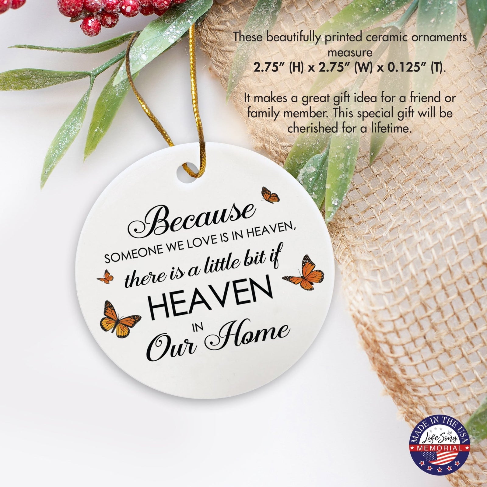 Hanging Memorial Ceramic Ornament for Loss of Loved One - LifeSong Milestones