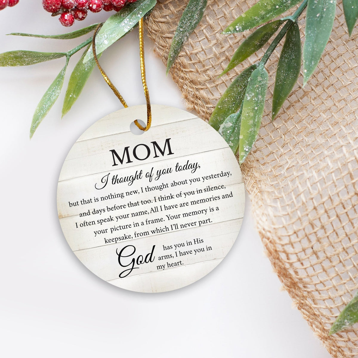 Hanging Memorial Ceramic Ornament for Loss of Loved One - I Thought Of You - LifeSong Milestones