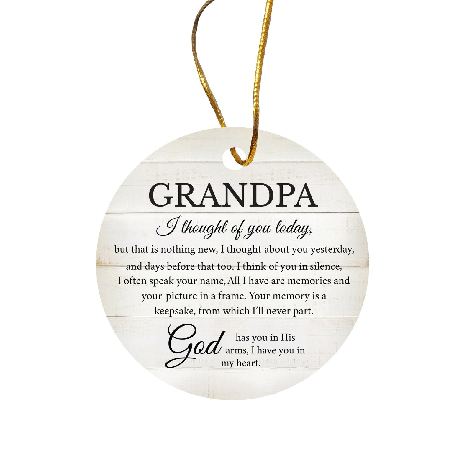 Hanging Memorial Ceramic Ornament for Loss of Loved One - I Thought Of You - LifeSong Milestones