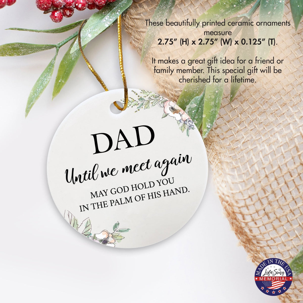 Hanging Memorial Ceramic Ornament for Loss of Loved One - Until We Meet Again - LifeSong Milestones