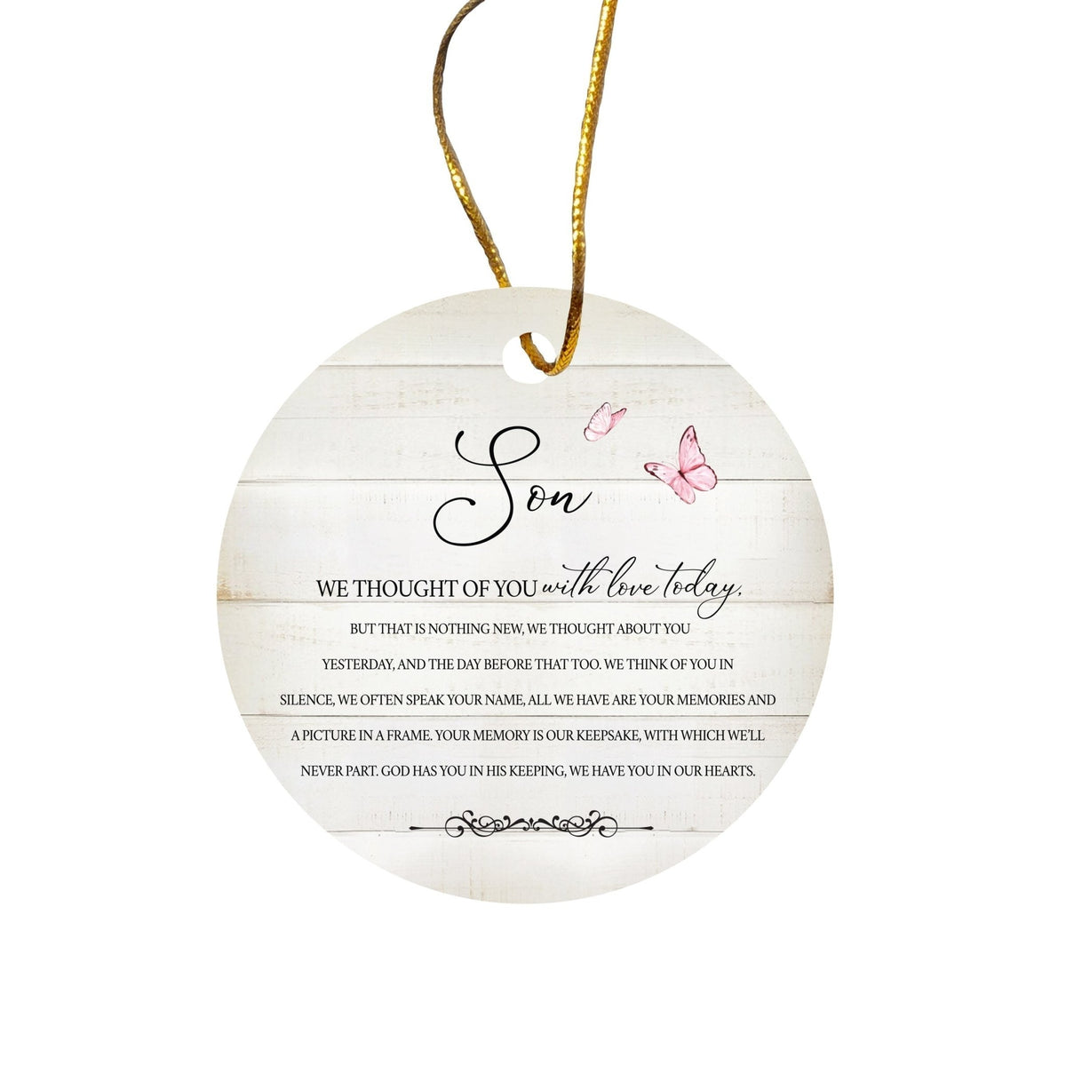 Hanging Memorial Ceramic Ornament for Loss of Loved One - We Thought Of You - LifeSong Milestones
