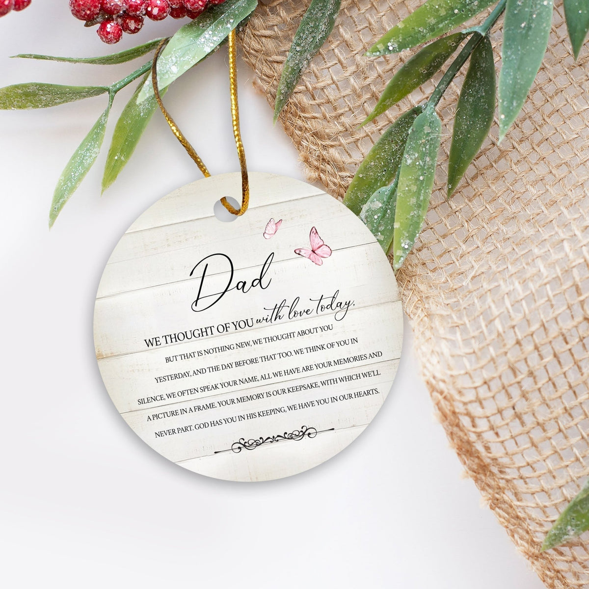 Hanging Memorial Ceramic Ornament for Loss of Loved One - We Thought Of You - LifeSong Milestones