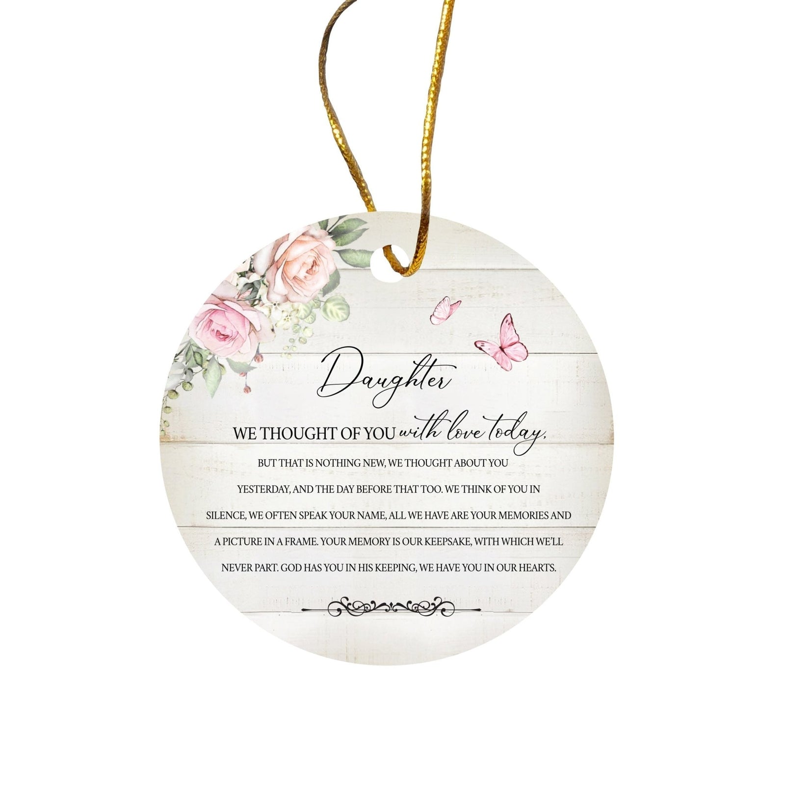 Hanging Memorial Ceramic Ornament for Loss of Loved One - We Thought Of You - LifeSong Milestones