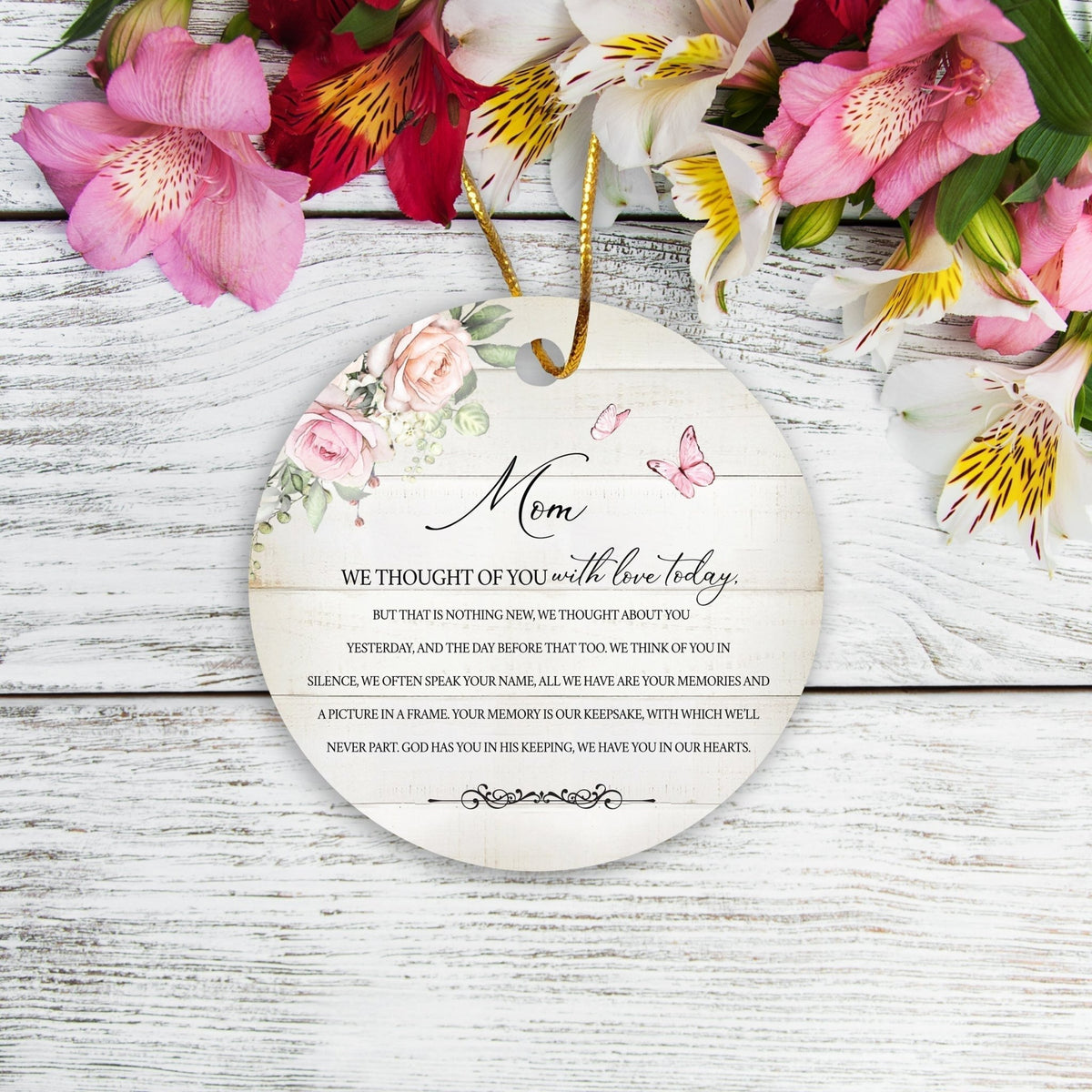 Hanging Memorial Ceramic Ornament for Loss of Loved One - We Thought Of You - LifeSong Milestones