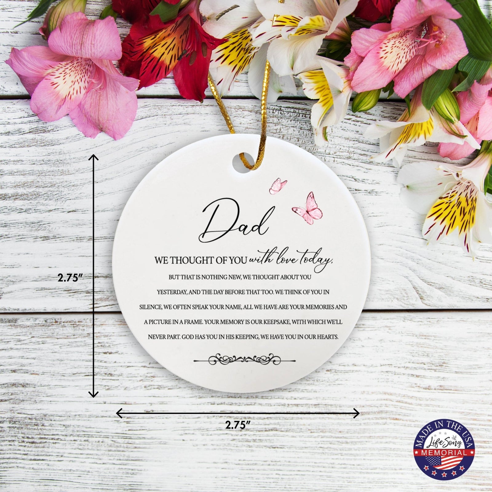 Hanging Memorial Ceramic Ornament for Loss of Loved One - We Thought Of You - LifeSong Milestones