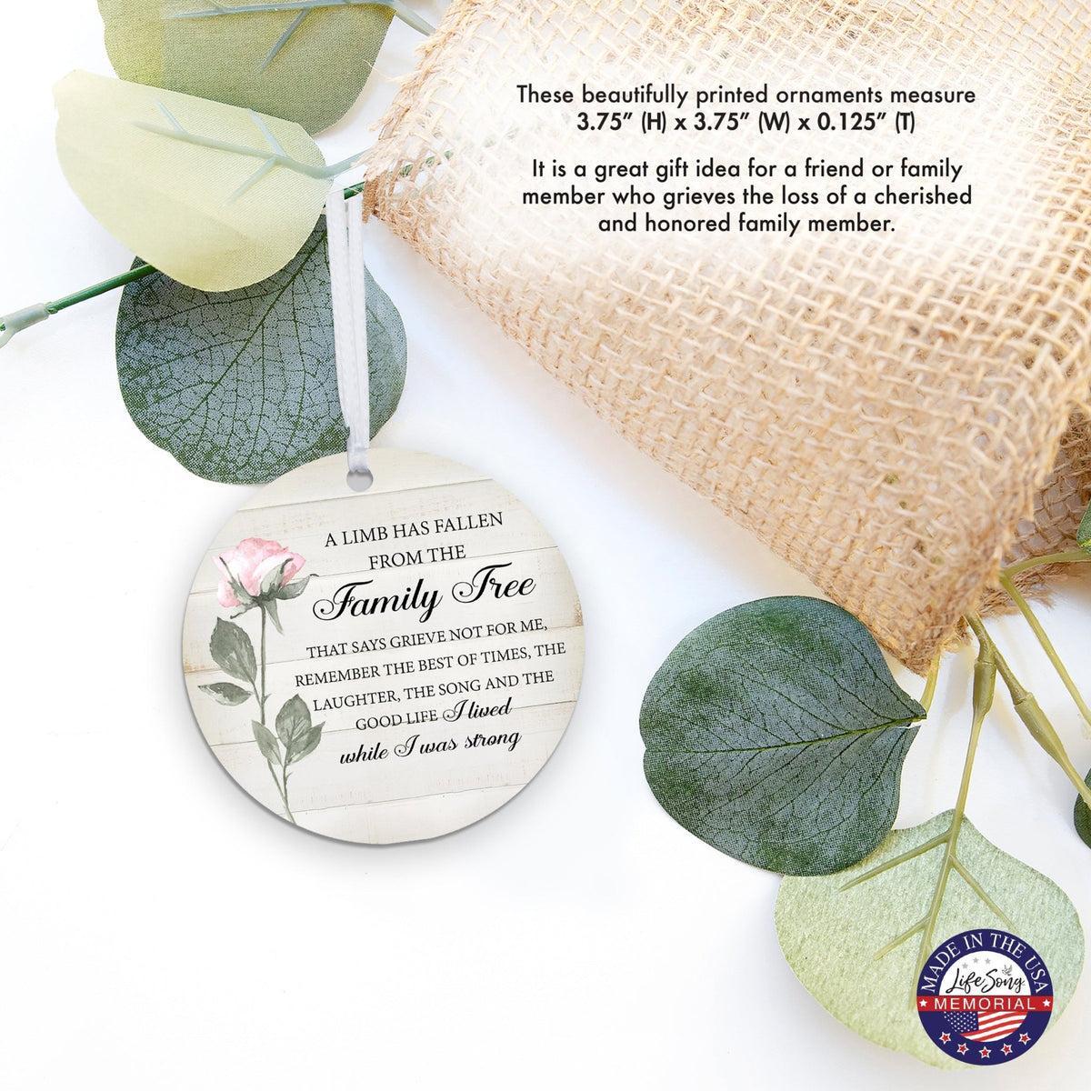 Hanging Memorial Round Ornament for Loss of Loved One - LifeSong Milestones