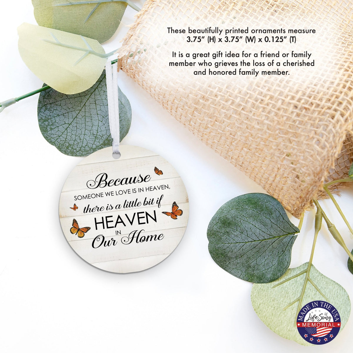 Hanging Memorial Round Ornament for Loss of Loved One - LifeSong Milestones