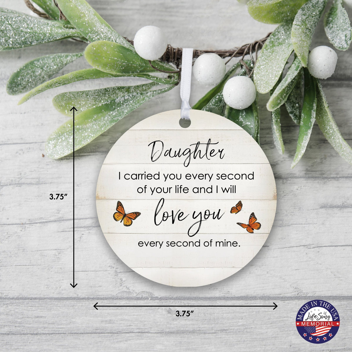 Hanging Memorial Round Ornament for Loss of Loved One - I Carried You Every - LifeSong Milestones