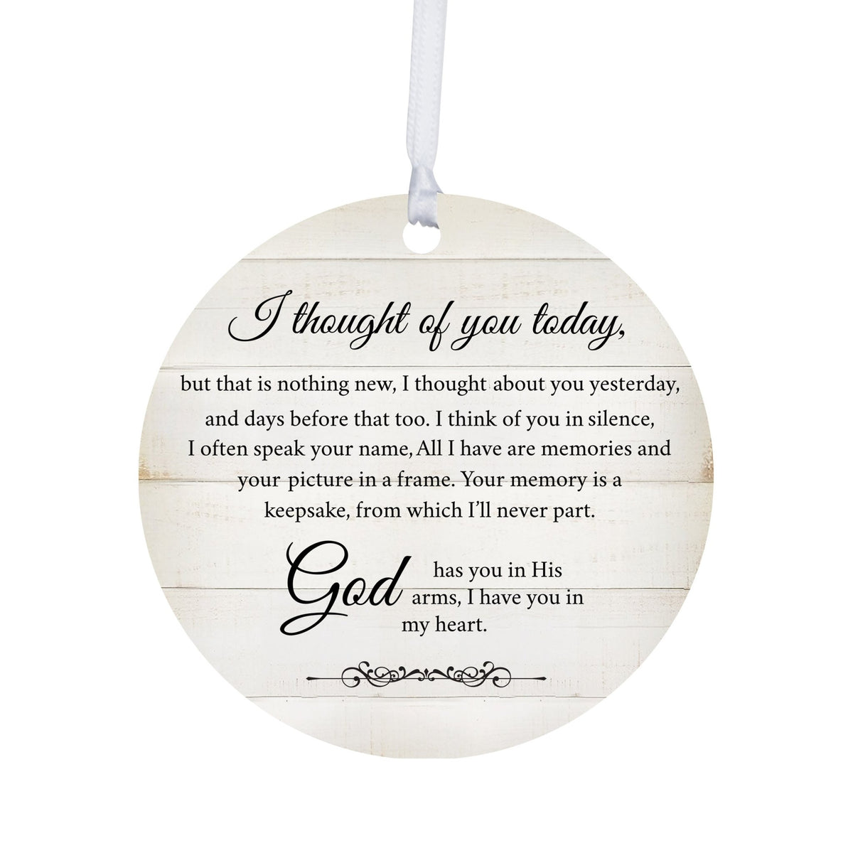 Hanging Memorial Round Ornament for Loss of Loved One - I Thought Of You - LifeSong Milestones