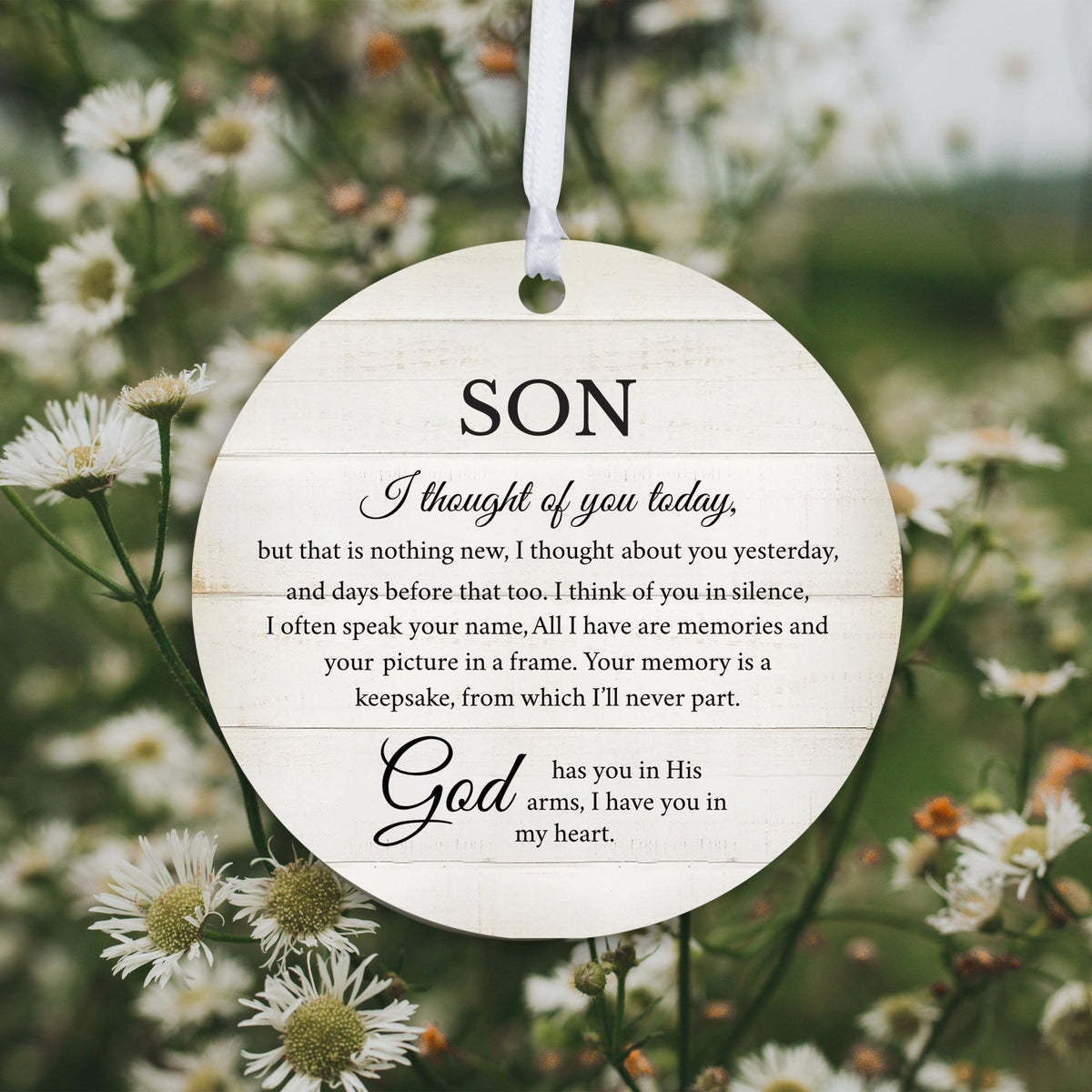 Hanging Memorial Round Ornament for Loss of Loved One - I Thought Of You - LifeSong Milestones
