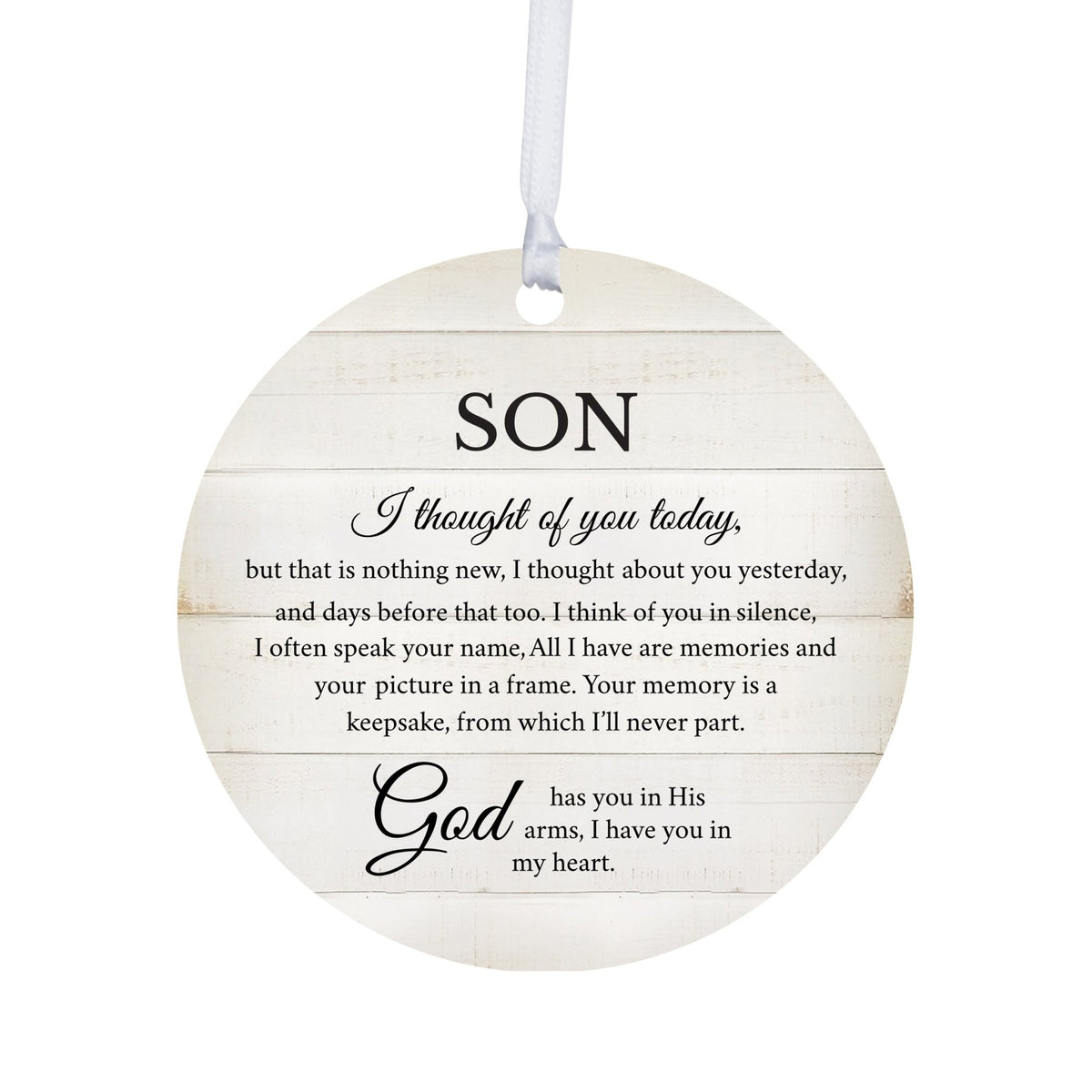 Hanging Memorial Round Ornament for Loss of Loved One - I Thought Of You - LifeSong Milestones