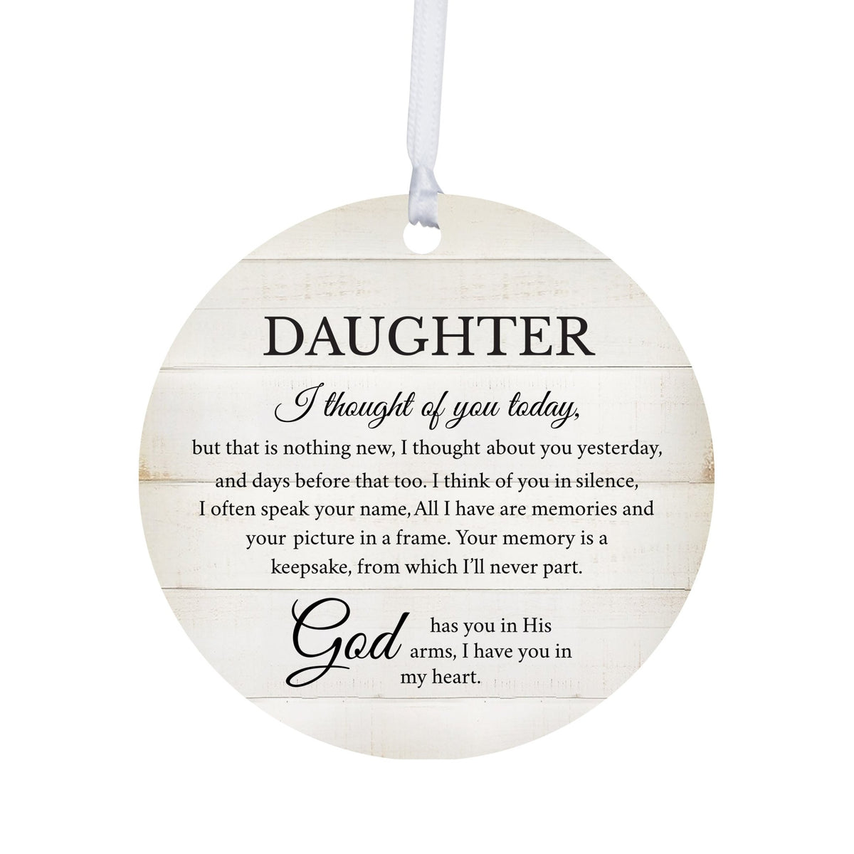 Hanging Memorial Round Ornament for Loss of Loved One - I Thought Of You - LifeSong Milestones
