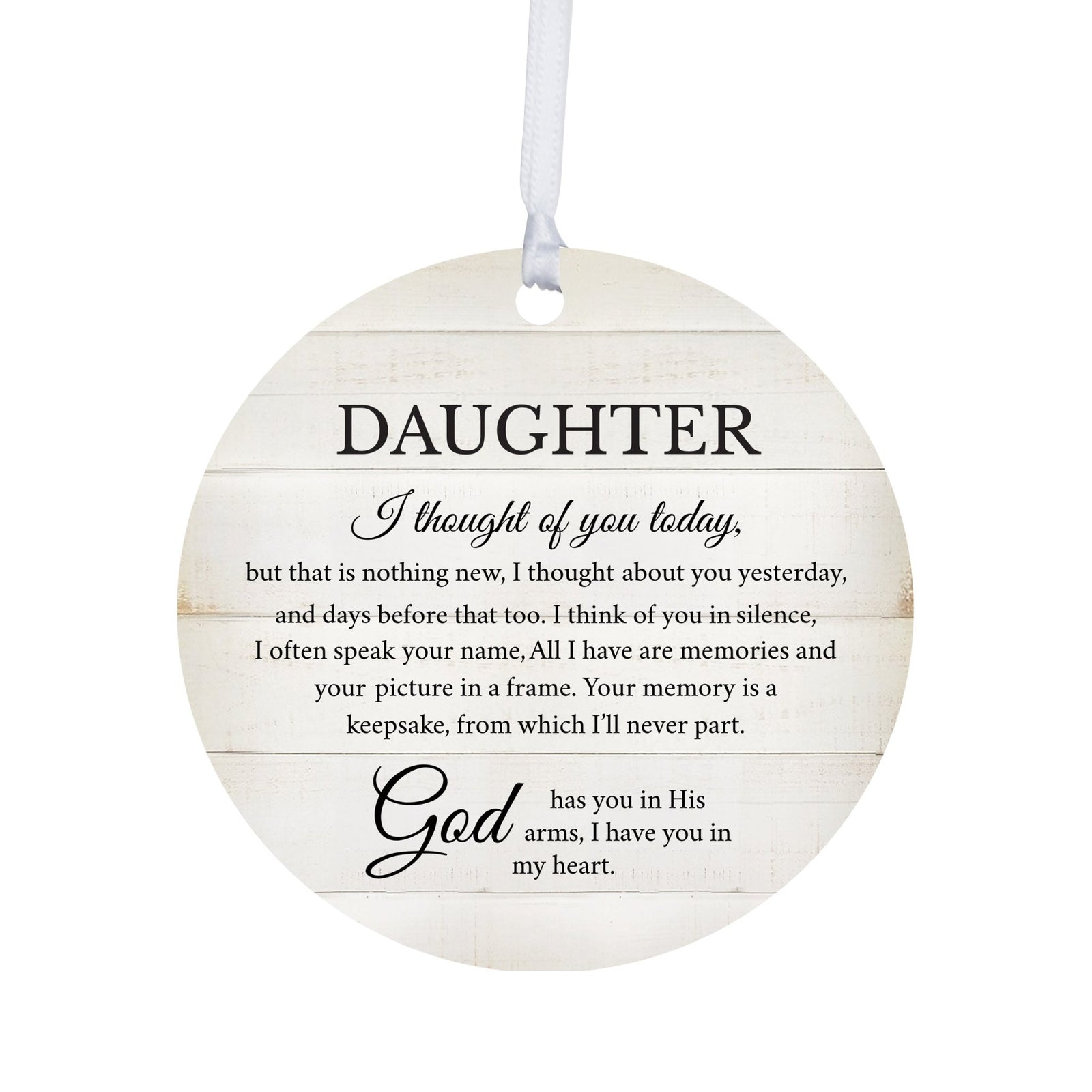 Hanging Memorial Round Ornament for Loss of Loved One - I Thought Of You - LifeSong Milestones