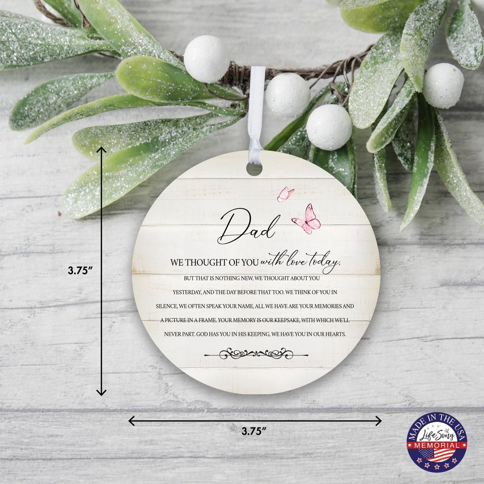 Hanging Memorial Round Ornament for Loss of Loved One - We Thought Of You - LifeSong Milestones