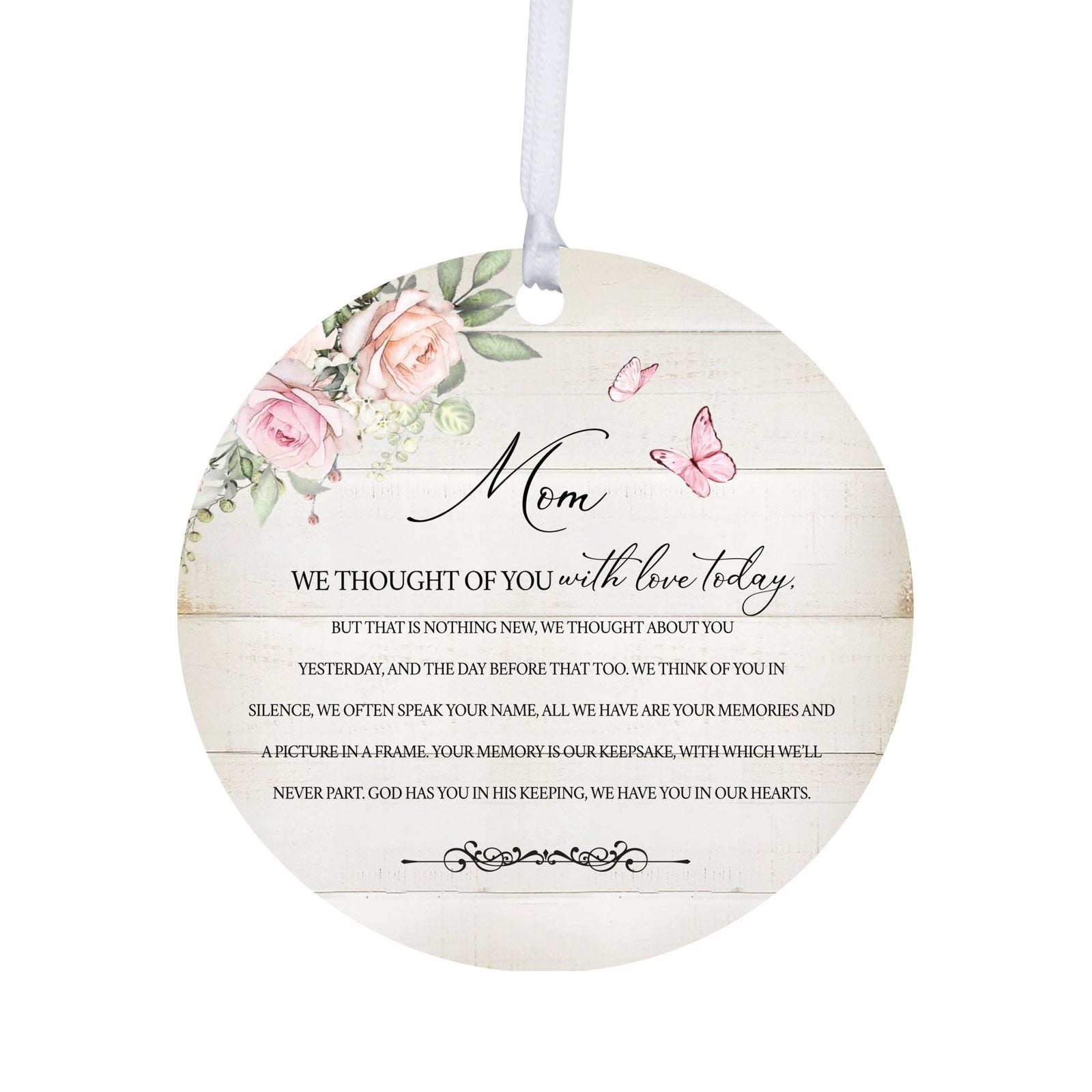 Hanging Memorial Round Ornament for Loss of Loved One - We Thought Of You - LifeSong Milestones