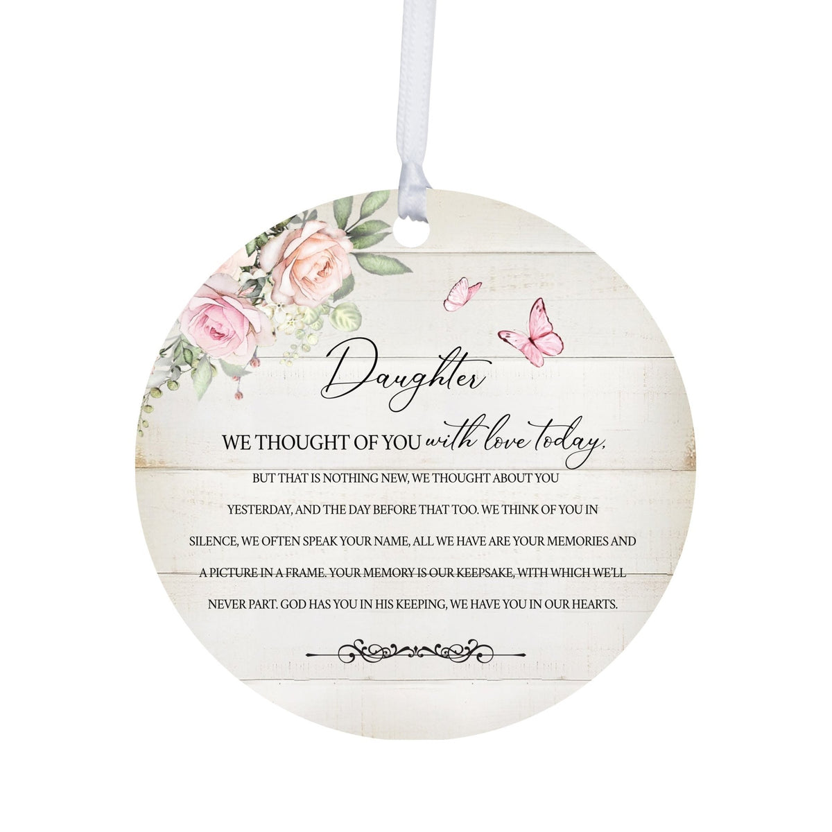 Hanging Memorial Round Ornament for Loss of Loved One - We Thought Of You - LifeSong Milestones