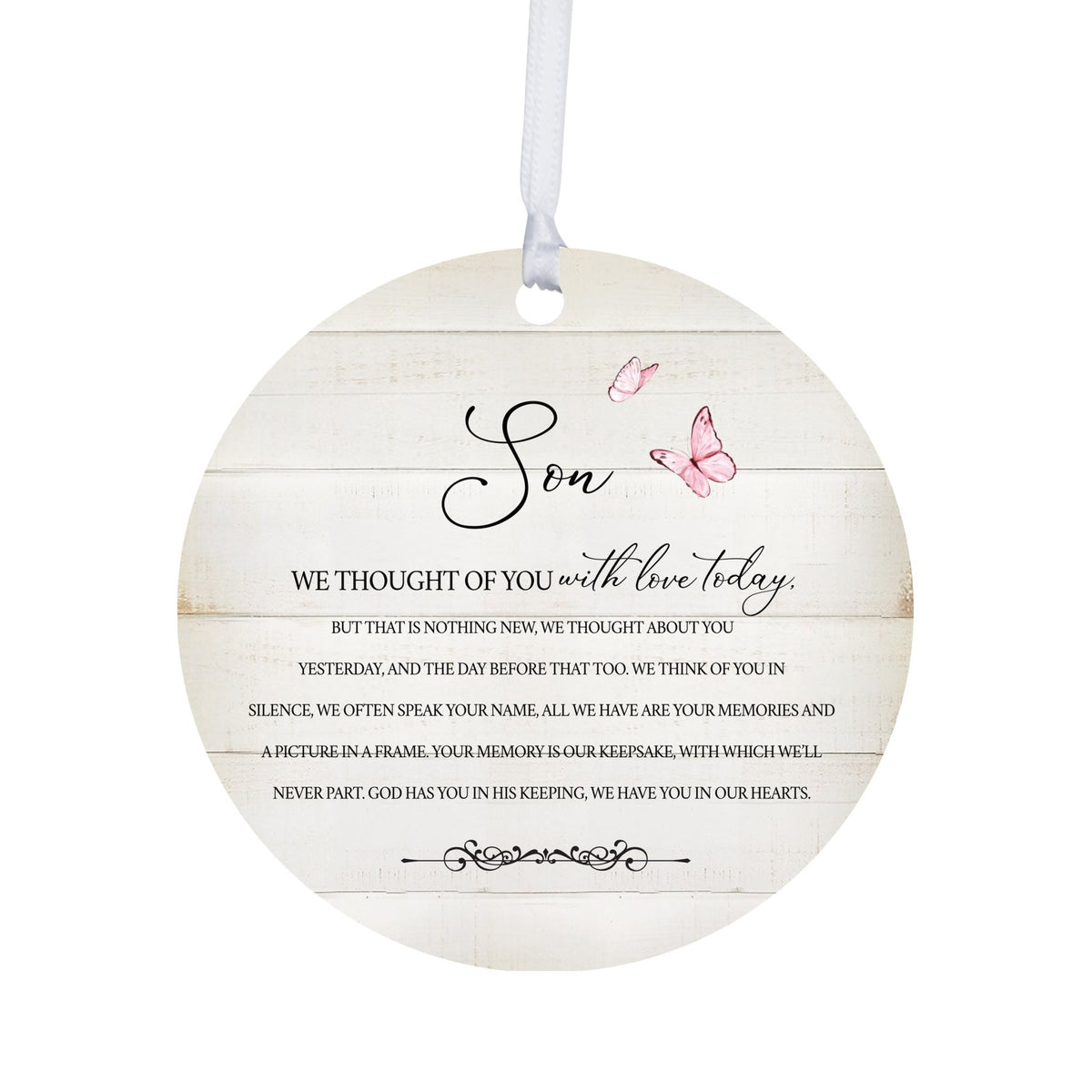 Hanging Memorial Round Ornament for Loss of Loved One - We Thought Of You - LifeSong Milestones