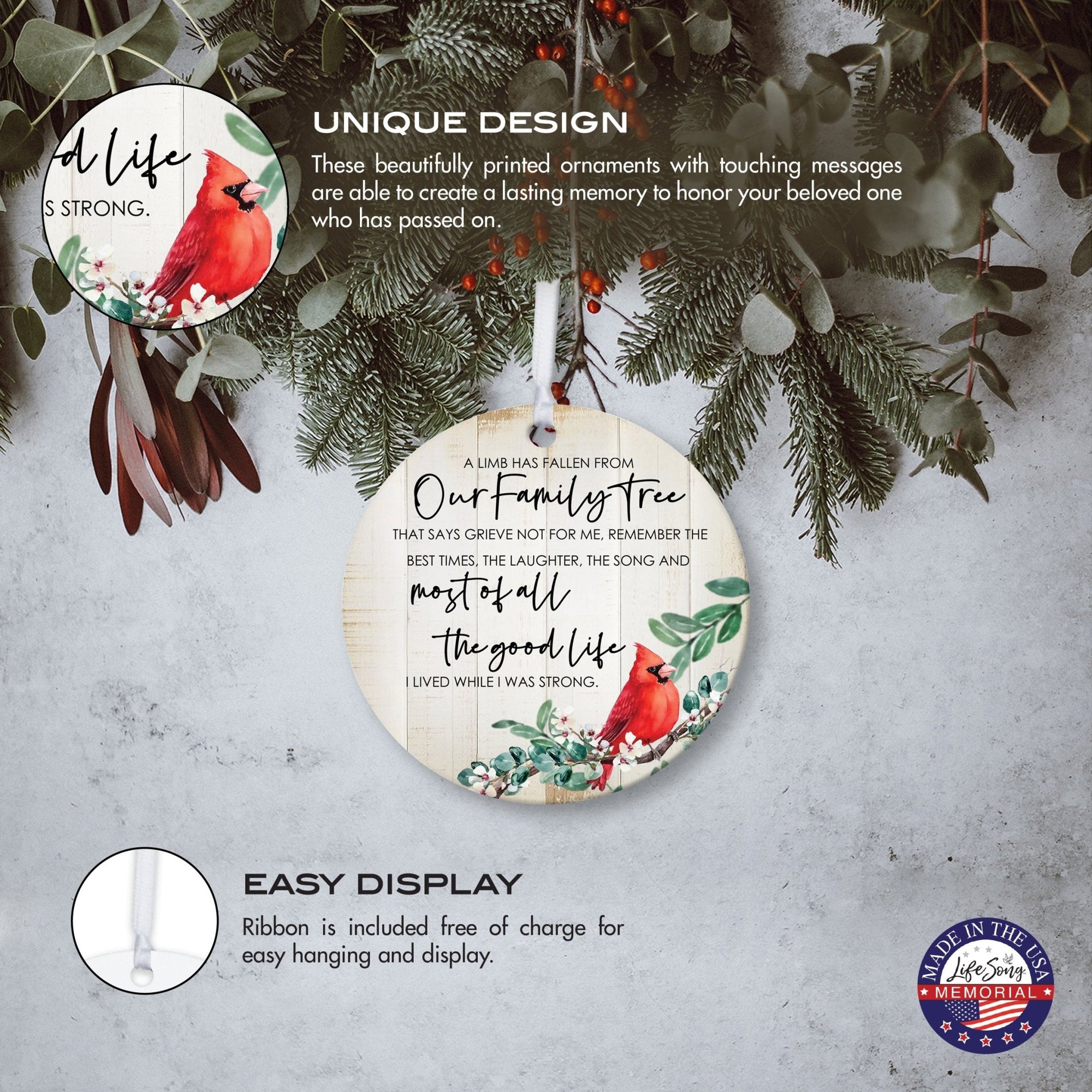 Hanging Memorial Round Ornament Signs for Sympathy Gifts - LifeSong Milestones