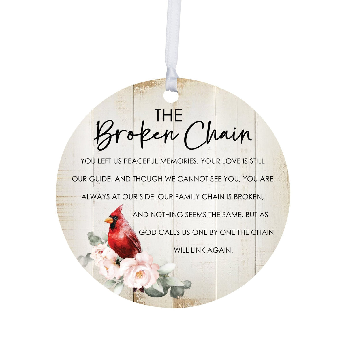 Broken chain memorial ornament white sympathy remembrance gift