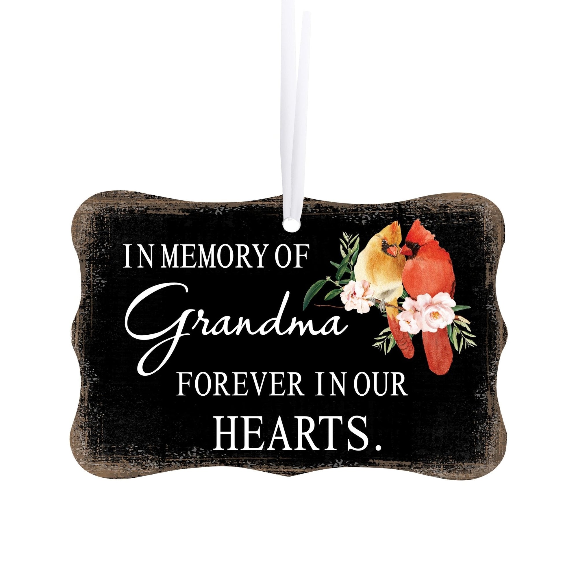 Scalloped ornament signs with heartfelt memorial messages - a beautiful way to honor the memory of a loved one.