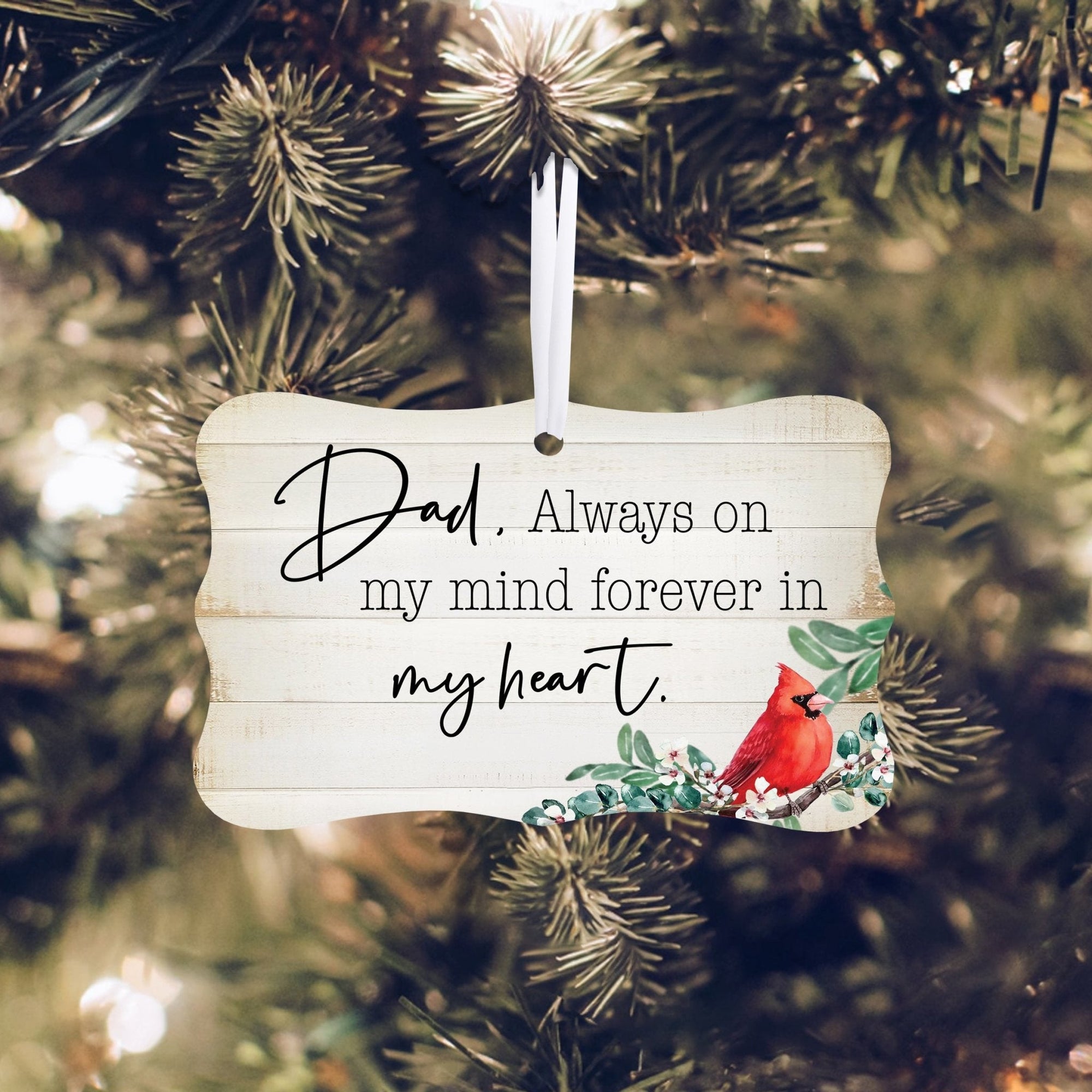 A beautifully crafted scalloped ornament sign with a memorial ribbon, perfect for honoring a loved one's memory.