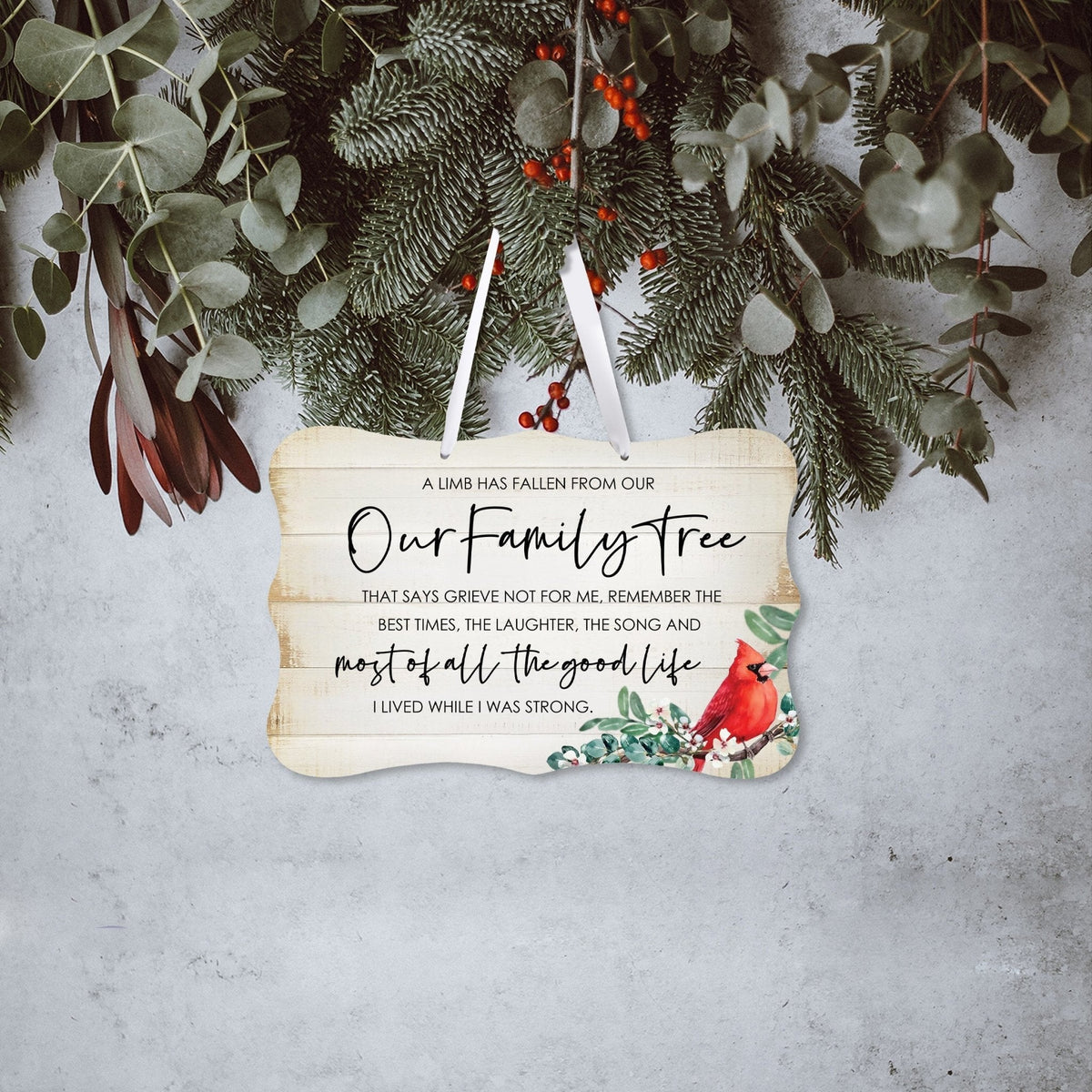 Scalloped ornament signs with heartfelt memorial messages - a beautiful way to honor the memory of a loved one.