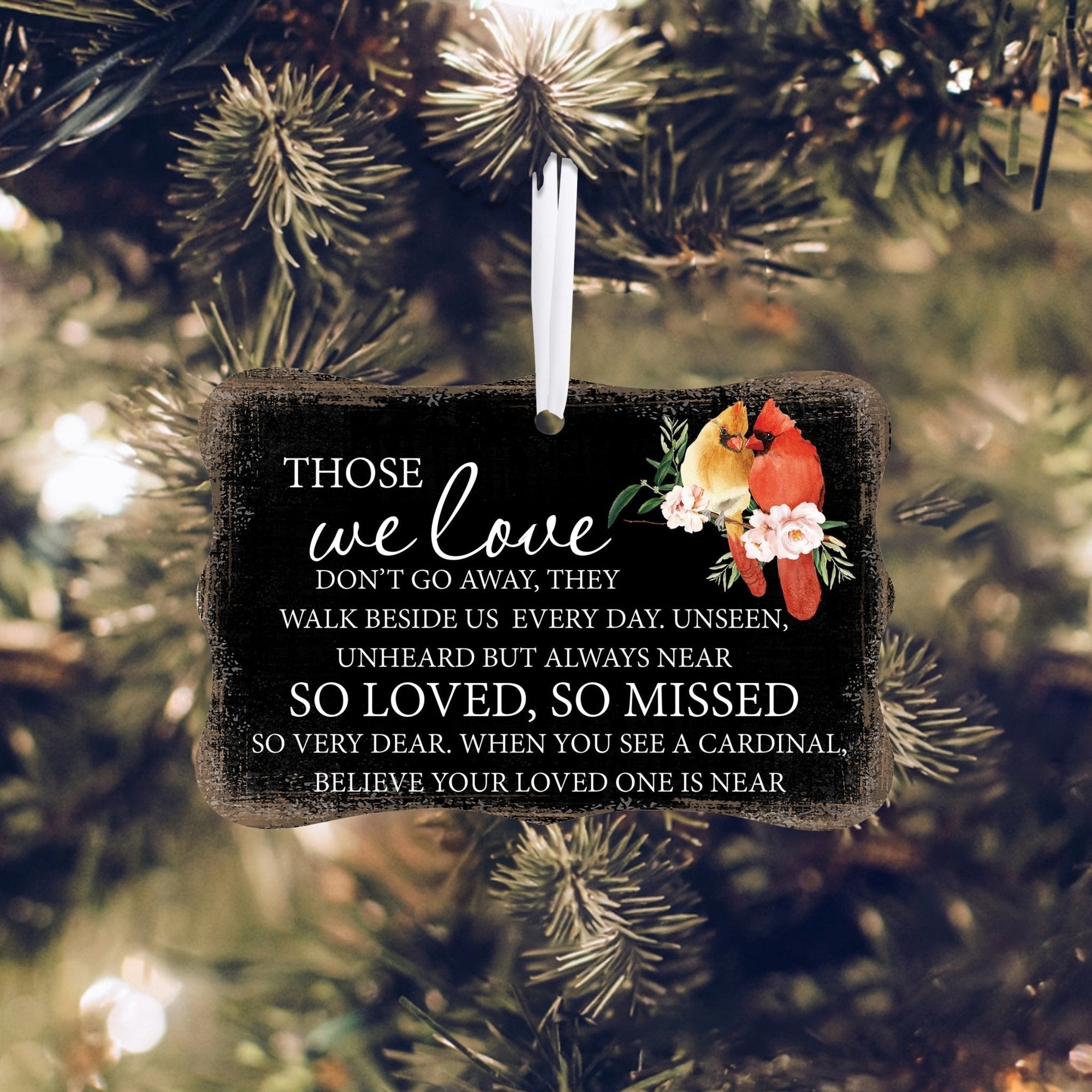 A beautifully crafted scalloped ornament sign with a memorial ribbon, perfect for honoring a loved one's memory.