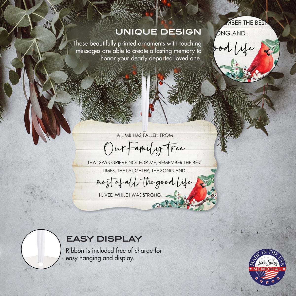 Hanging Memorial Scalloped Ornament Signs for Bereavement Gifts - LifeSong Milestones