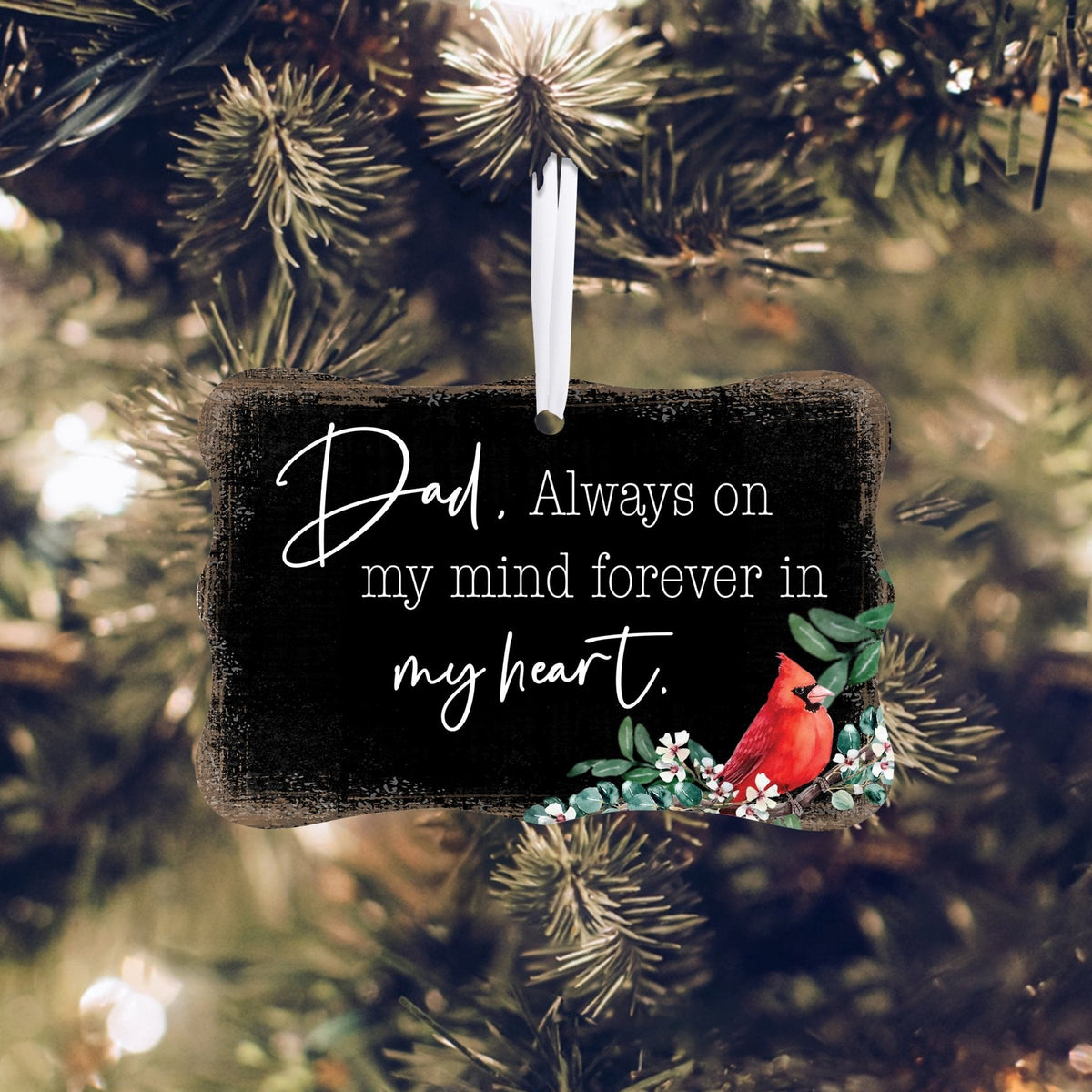 A beautifully crafted scalloped ornament sign with a memorial ribbon, perfect for honoring a loved one's memory.