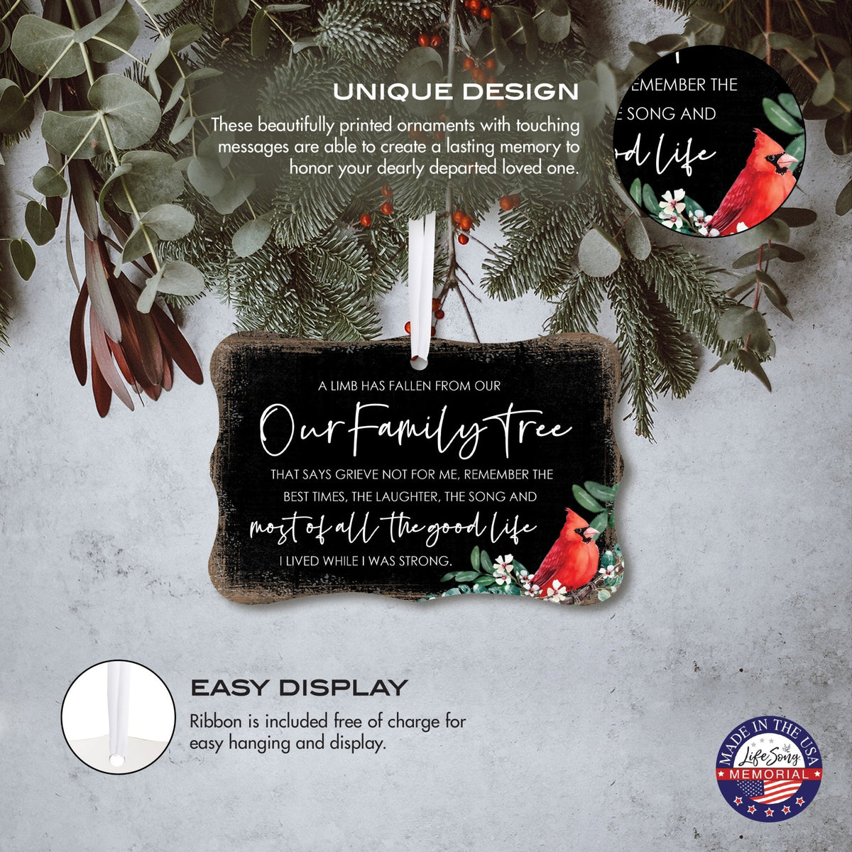 Hanging Memorial Scalloped Ornament Signs for Bereavement Gifts - LifeSong Milestones