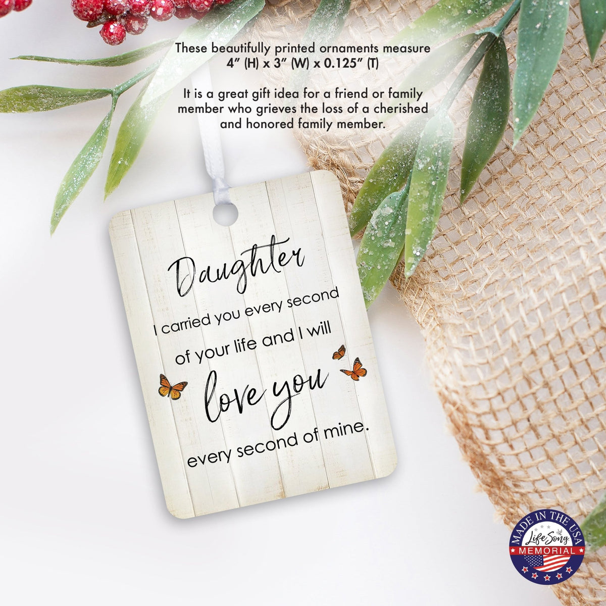 Hanging Memorial Vertical Ornament for Loss of Loved One - I Carried You Every - LifeSong Milestones