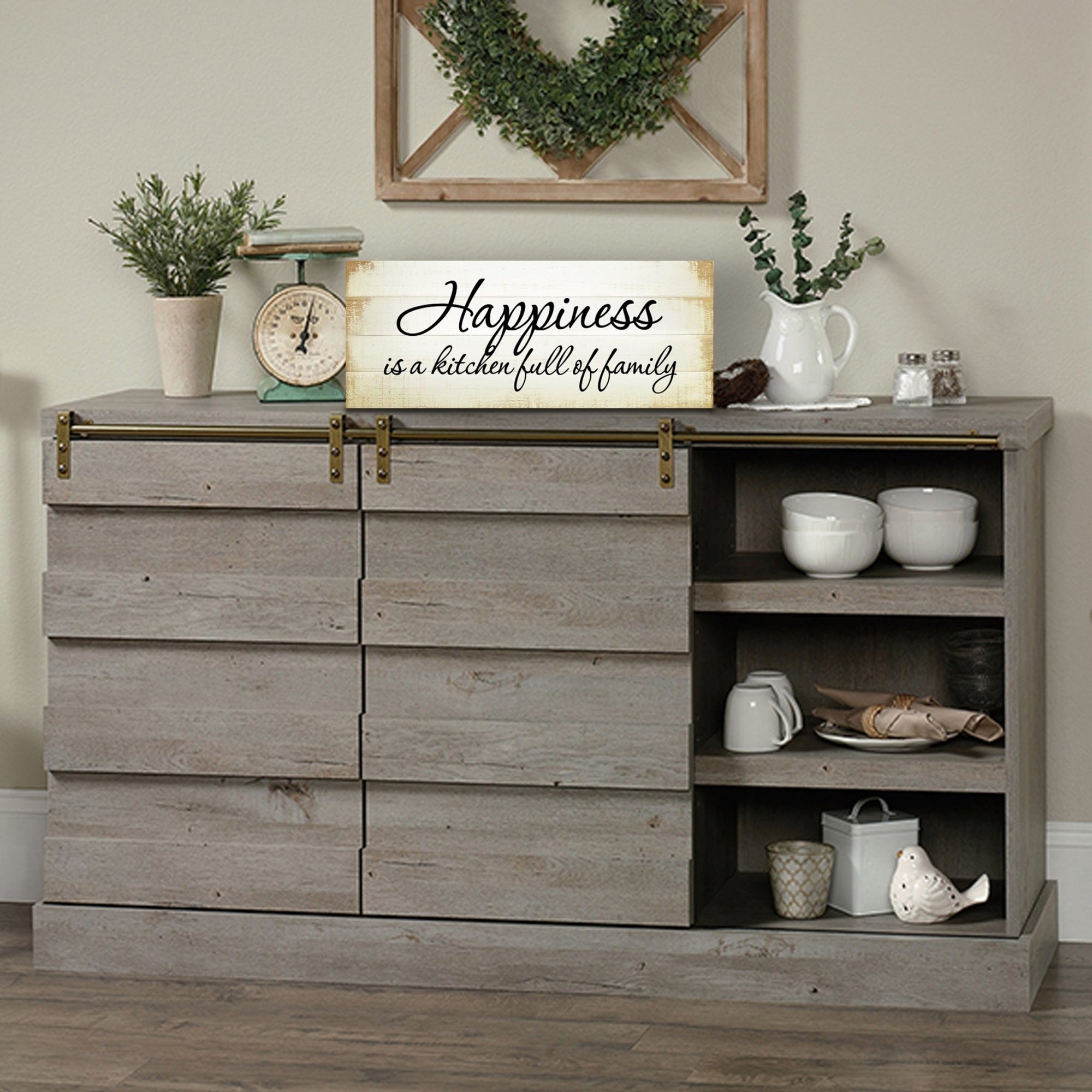 Happiness Is A Kitchen Inspirational Wooden Wall Hanging Plaque Kitchen Home Décor For All Season Decoration - LifeSong Milestones