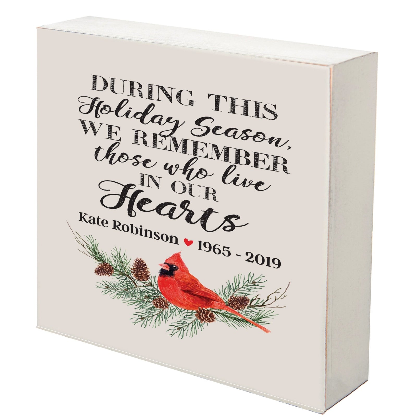 Holiday Cardinal Memorial Shelf Décor - Remembering Those In our Hearts - LifeSong Milestones