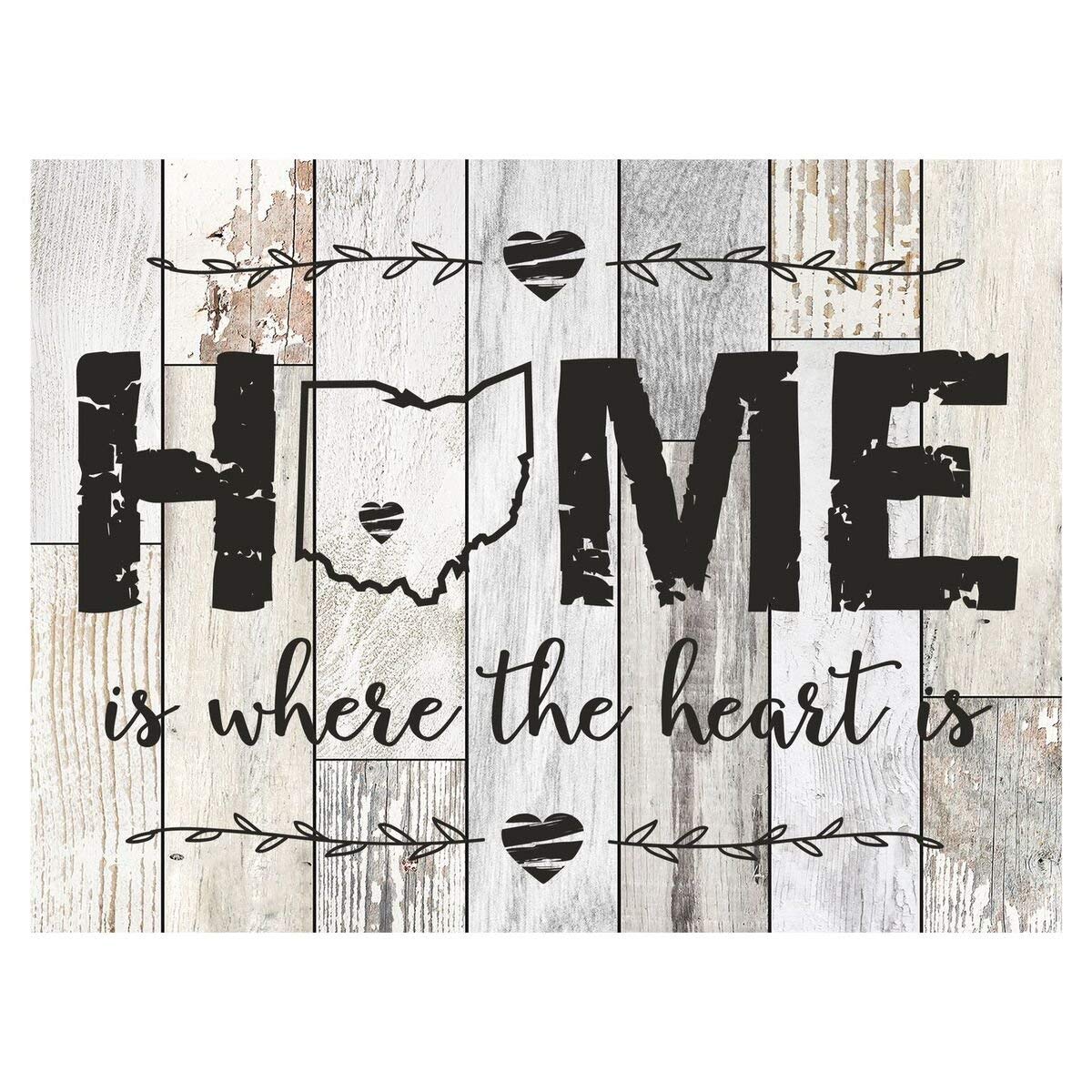 Home Is Where The Heart Is Distressed Wall Plaque - Ohio - LifeSong Milestones