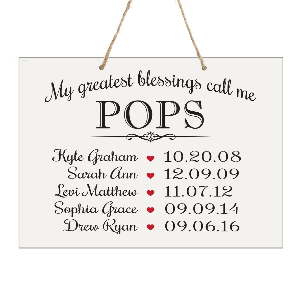 Home Wall Hanging Rope Sign Family Member Gift My Greatest Blessings - LifeSong Milestones
