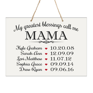 Home Wall Hanging Rope Sign Family Member Gift My Greatest Blessings - LifeSong Milestones