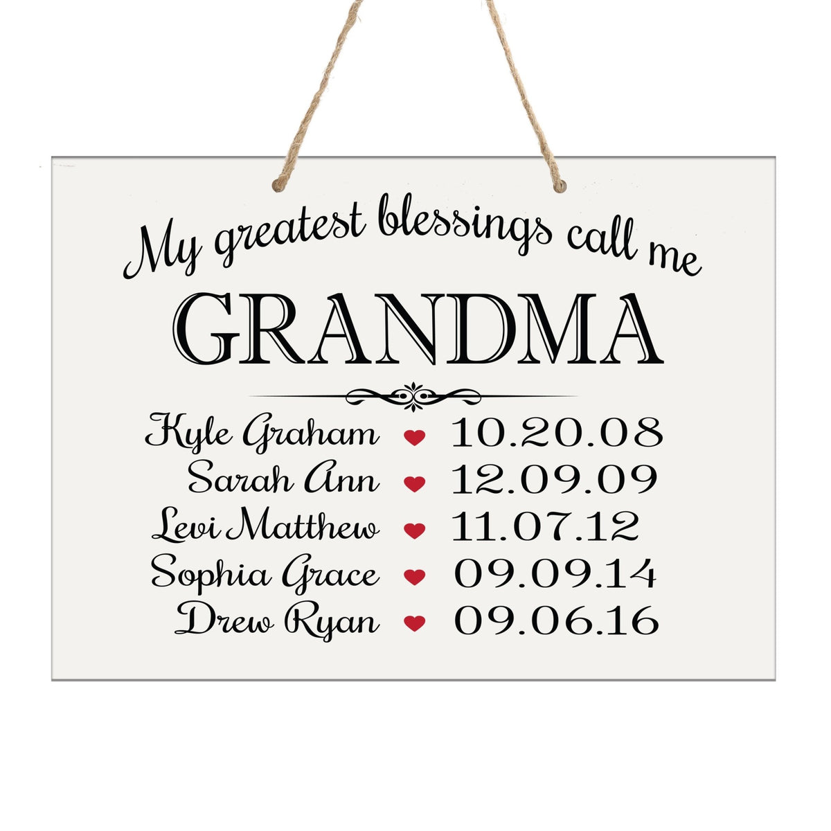 Home Wall Hanging Rope Sign Family Member Gift My Greatest Blessings - LifeSong Milestones
