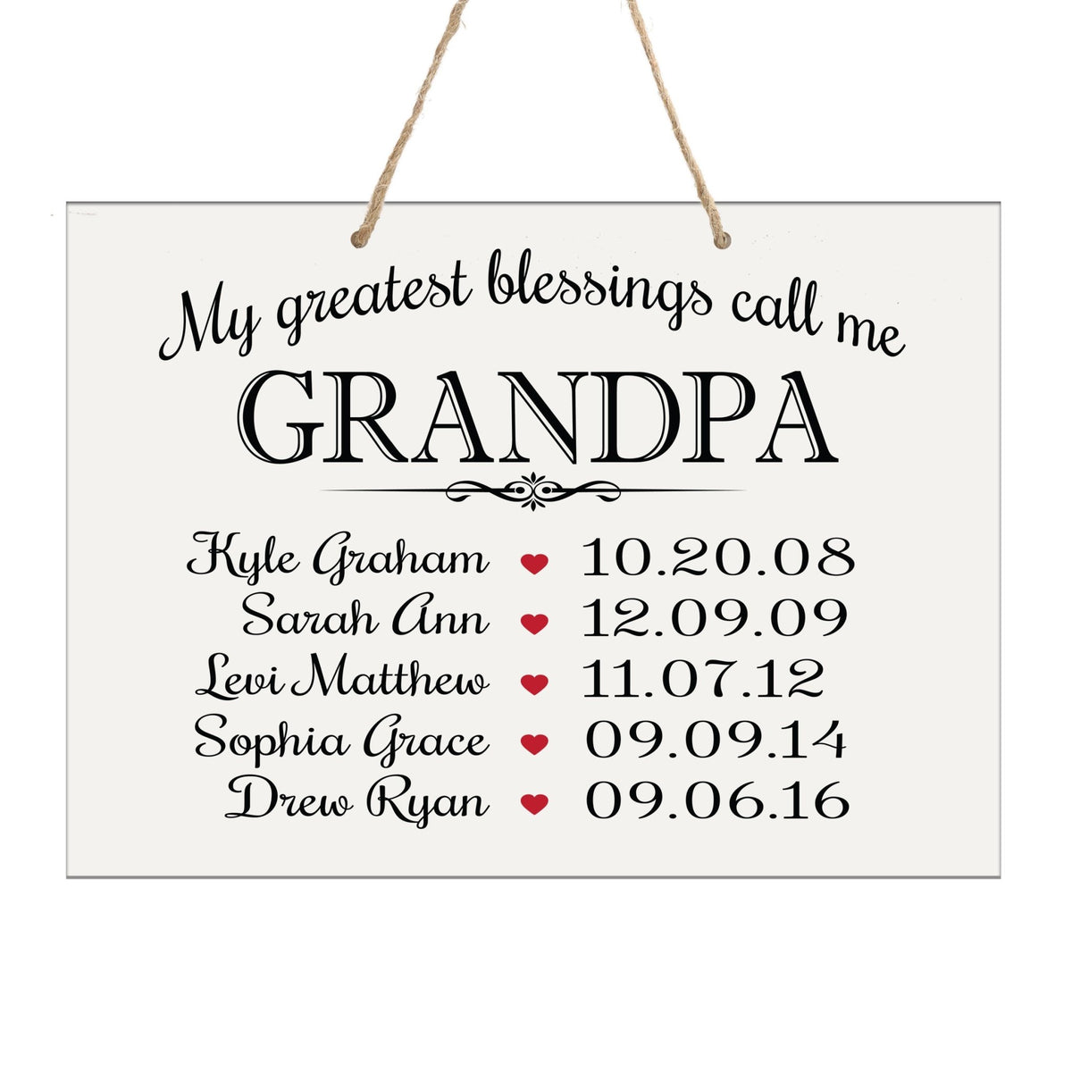 Home Wall Hanging Rope Sign Family Member Gift My Greatest Blessings - LifeSong Milestones