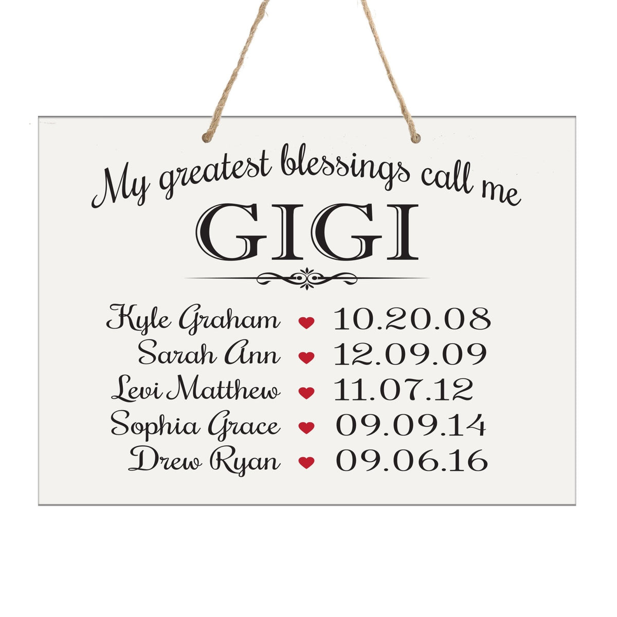 Home Wall Hanging Rope Sign Family Member Gift My Greatest Blessings - LifeSong Milestones